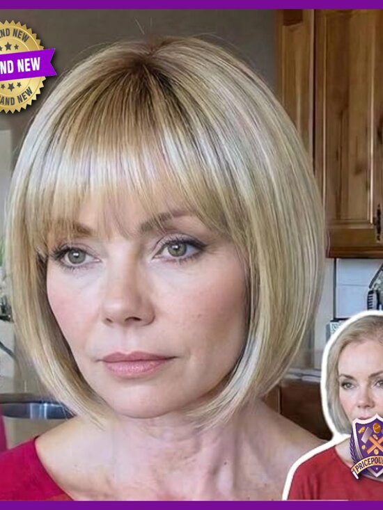 10-Inch Short Bob Wig with Bangs, Glueless Lace Front, Heat-Resistant Synthetic